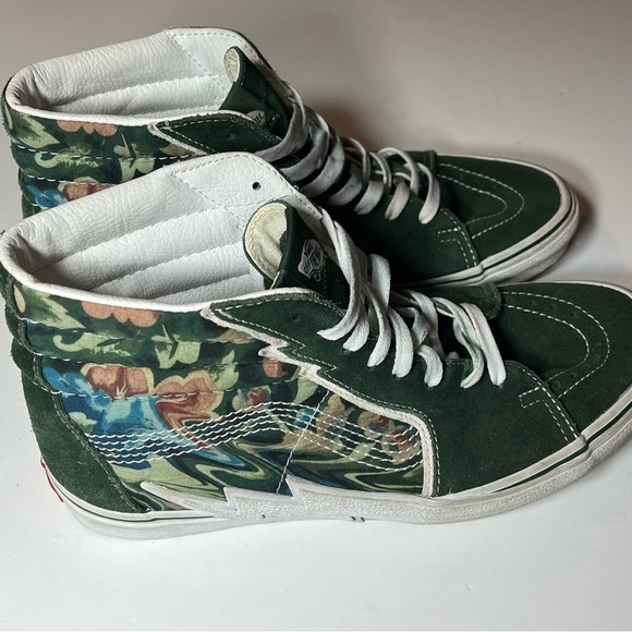 Vans Sk8-Hi Bolt Liquify Avocado Green White Canvas Suede Size 11.5 Shoes - Picture 4 of 9